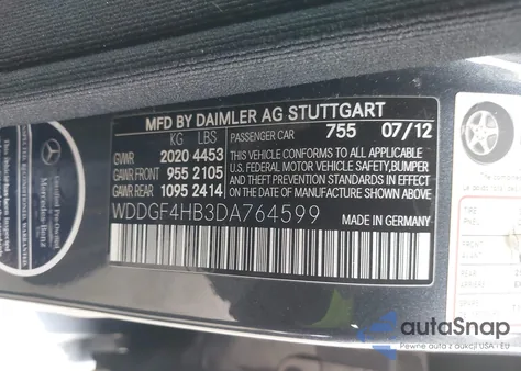 2013 Mercedes-Benz C 250 Sport from USA, damaged, VIN WDDGF4HB3DA764599